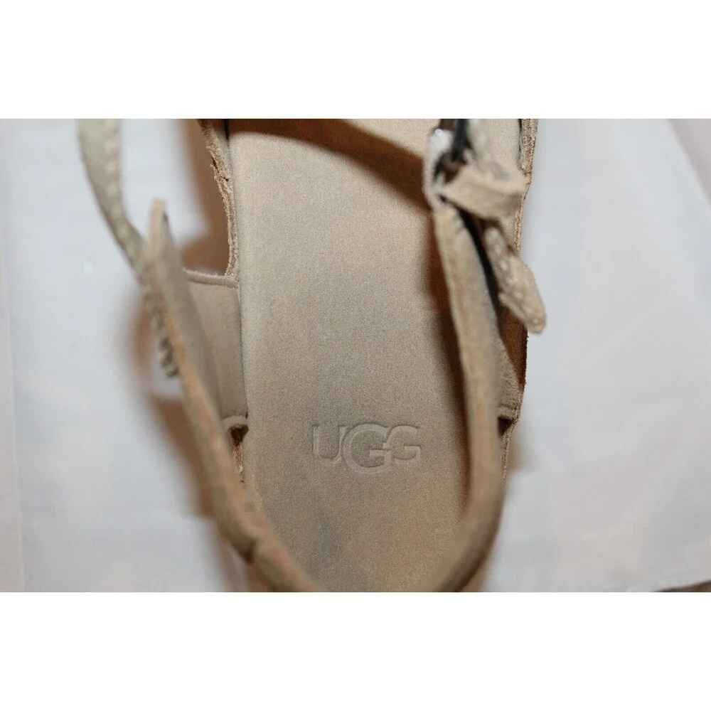 NIB Ugg Aubrey Women's Platform Ankle Suede Sandals‎ Sand
